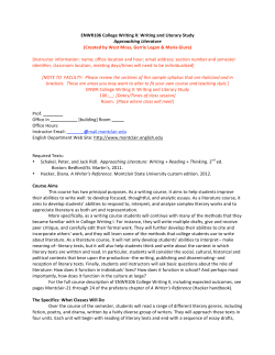 ENWR106 College Writing II: Writing and Literary Study