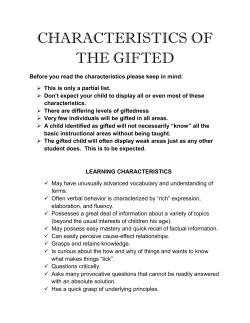 CHARACTERISTICS OF THE GIFTED