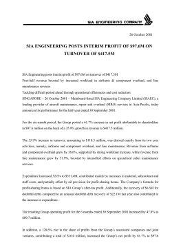 SIA Engineering posts interim profit of $97.6M on turnover of $417.5M