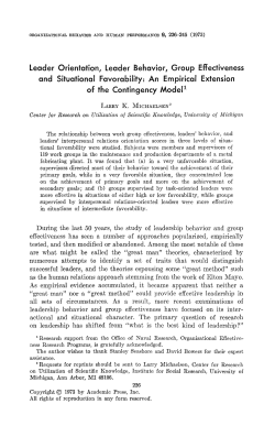 Leader Orientation, Leader Behavior, Group Effectiveness