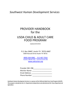 Provider`s Handbook - Southwest Human Development Services