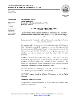 PRESS RELEASE - San Francisco Human Rights Commission