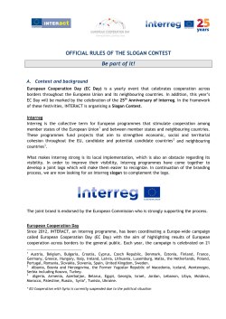 OFFICIAL RULES OF THE SLOGAN CONTEST Be part of it!