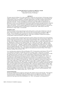 An Exploration of Australian Driving Anger