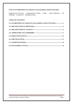 UNIT IV ENVIRONMENTAL ISSUES IN MANAGERIAL