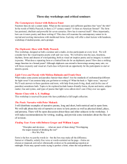 Three-day workshops and critical seminars