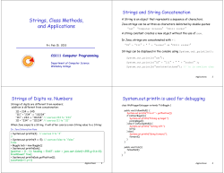 Strings, Class Methods, and Applications