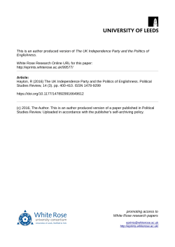 The UK Independence Party and the Politics of Englishness