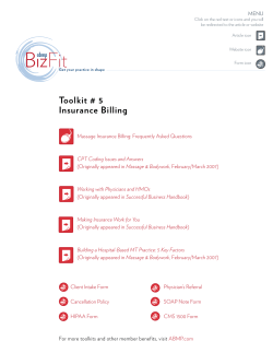 Toolkit # 5 Insurance Billing