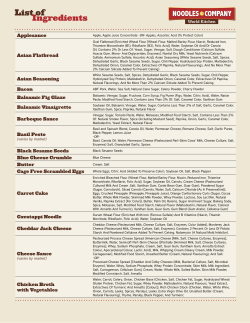 List of Ingredients