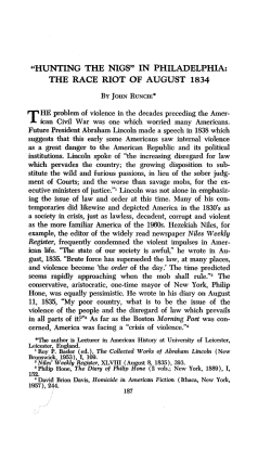 "HUNTING THE NIGS" IN PHILADELPHIA: THE RACE RIOT OF