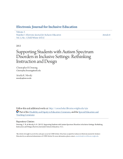 Supporting Students with Autism Spectrum Disorders in Inclusive