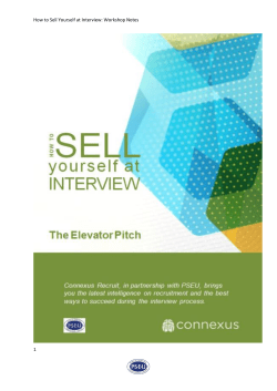 How to Sell Yourself at Interview: Workshop Notes 1