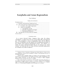 Eastphalia and Asian Regionalism - Center on Law and Globalization