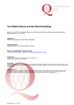 Two Wiltshire Manors and their Manorial Buildings - Pure