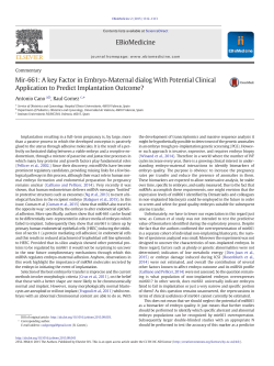 Mir-661: A key Factor in Embryo-Maternal dialog With Potential