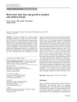 Brown bear body mass and growth in northern and southern Europe