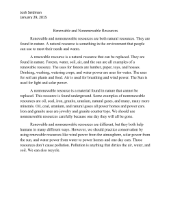 Josh Seidman January 29, 2015 Renewable and Nonrenewable