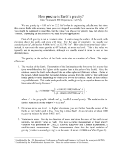 How precise is Earth`s gravity?