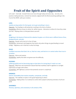 Fruit of the Spirit and Opposites