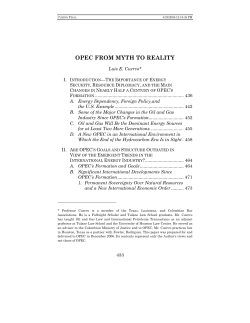 OPEC from Myth to Reality - Houston Journal of International Law