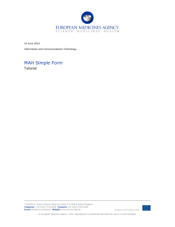 MAH Simple Form - EudraVigilance