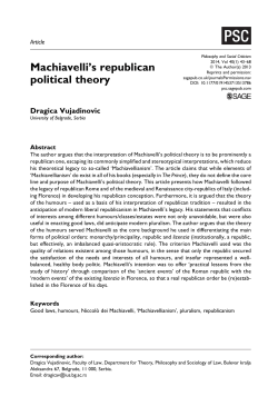 Machiavelli`s republican political theory