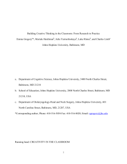 Building Creative Thinking in the Classroom
