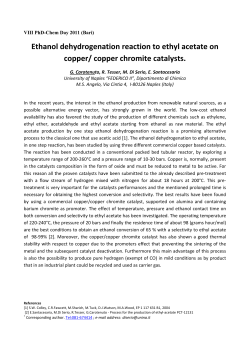 Ethanol dehydrogenation reaction to ethyl acetate on
