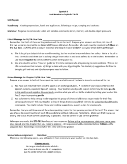 Spanish II Unit Handout&mdash;Cap&iacute;tulo 7A