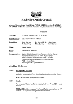 180 Minutes of the meeting of the ANNUAL PARISH MEETING held
