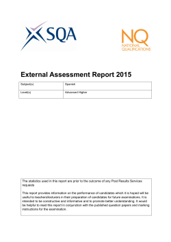 External Assessment Report 2015