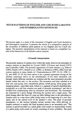 PITCH PATTERNS OF ENGLISH AND CZECH DECLARATIVE AND