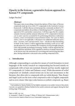 Opacity in the lexicon: a generative lexicon