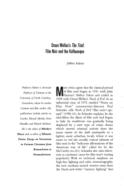 Orson Welles`s Tk Jmt Film Noir and the Kafkaesque
