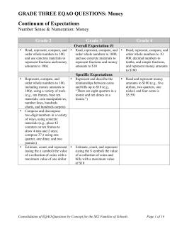 GRADE THREE EQAO QUESTIONS: Money Continuum of