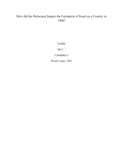 How did the Holocaust Impact the Formation of Israel as a Country in