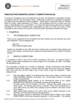 Competition Rules 2016/2017 - Preston Photographic Society