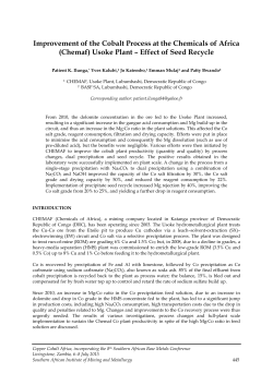 Improvement of the Cobalt Process at the Chemicals of Africa