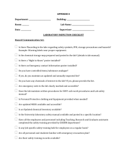 Laboratory Inspection Checklist