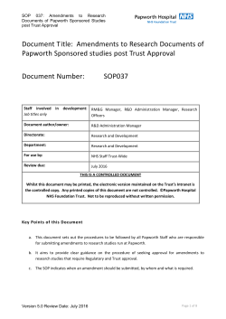 Amendments to Research Documents of Papworth Sponsored