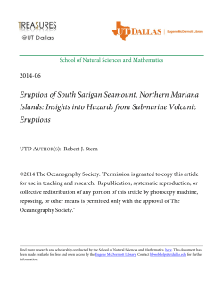 Eruption of South Sarigan Seamount, Northern Mariana Islands