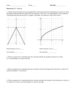 Homework 5.3 - Dilations 1. Identify the parent function for ea