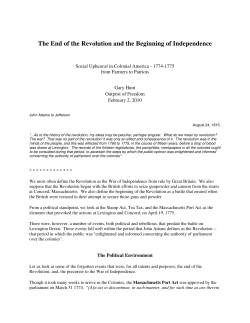 The End of the Revolution and the Beginning of Independence