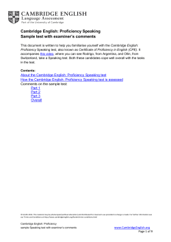 Proficiency Speaking Sample test with examiner`s comments