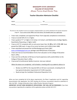 MISSISSIPPI STATE UNIVERSITY COLLEGE OF EDUCATION