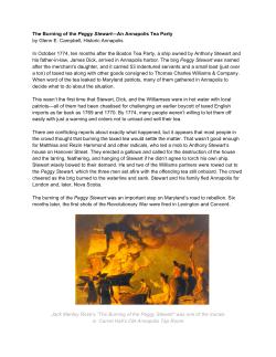 The Burning of the Peggy Stewart&mdash;An Annapolis Tea Party by