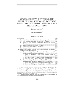 TINKER AT FORTY: DEFENDING THE RIGHT OF HIGH SCHOOL