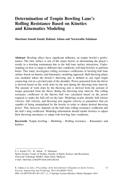 Determination of Tenpin Bowling Lane`s Rolling Resistance Based