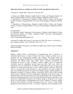 hdl/ldl ratio as a risk factor in type 2 diabetes mellitus